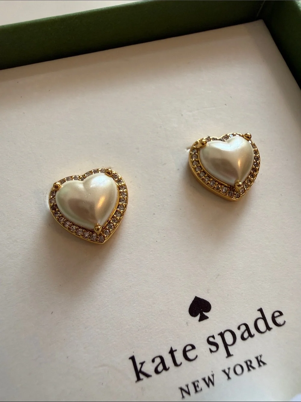 kate spade Gold-Tone Heart Pearl Stud Earrings